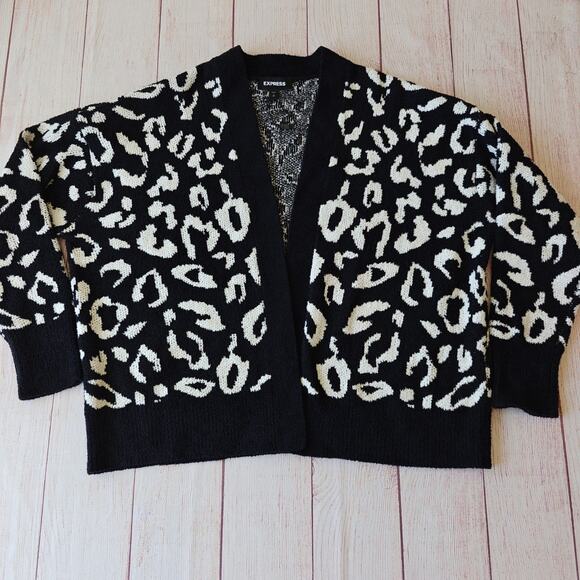 Express open front leopard print cardigan sz S NWOT - Picture 6 of 9